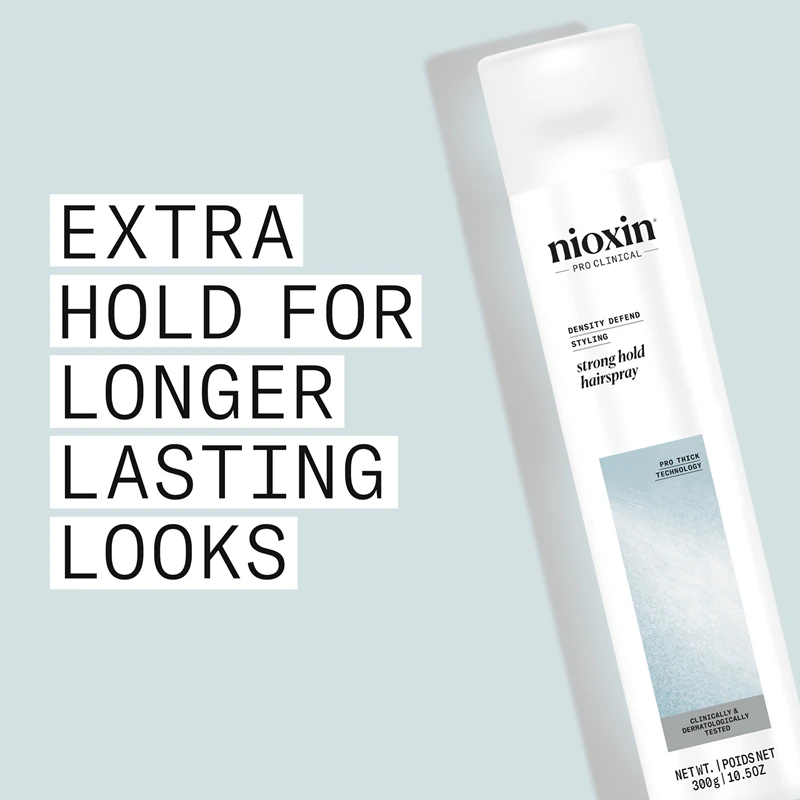 Spray de fixação forte Nioxin Density Defend Styling para um volume perfeito