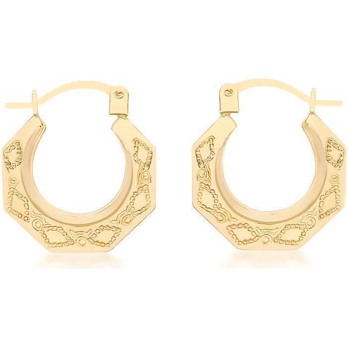 Jouailla - Boucle d'oreilles créoles or jaune 3...