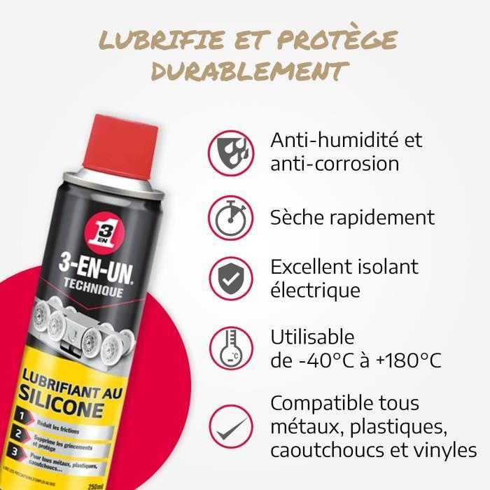 Lubricante de silicona en aerosol 3 en 1 - 250 ml