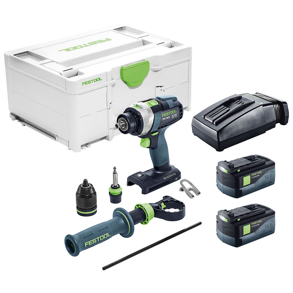 FESTOOL Schlagbohrer-Set 18 V 2 x 5,2 Ah 13 mm TPC 577285