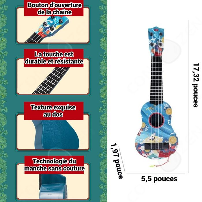 Ukelele en Do, 14x5x44cm, miniguitarra, tono estándar, ligera y portátil, fácil de aprender, hermosa y duradera, ideal para el aprendizaje.