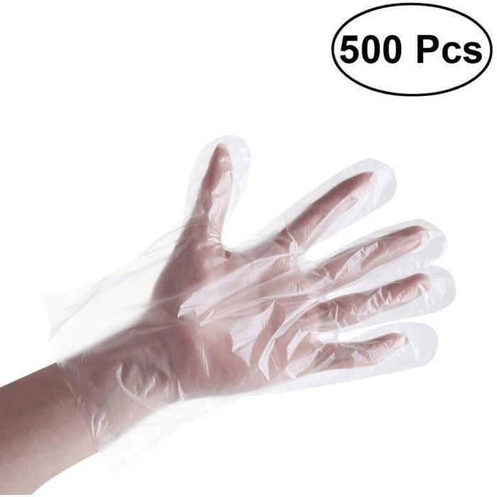 Paquete de 500 guantes desechables de plástico PE para limpieza doméstica, industrial y de cocina.