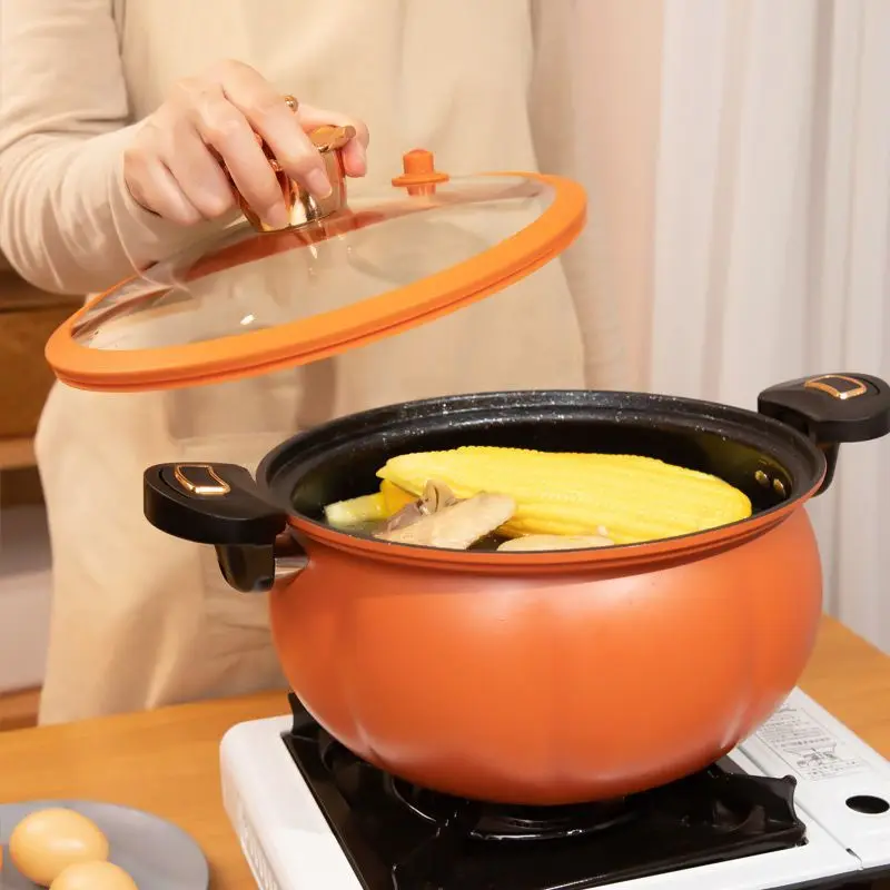 Cocotte à pression micro-ondes orange citrouille 8L 5L, nouvelle cocotte-minute type maison, marmite multifonctionnelle antiadhésive pour cuisinière à gaz, cocotte-minute universelle