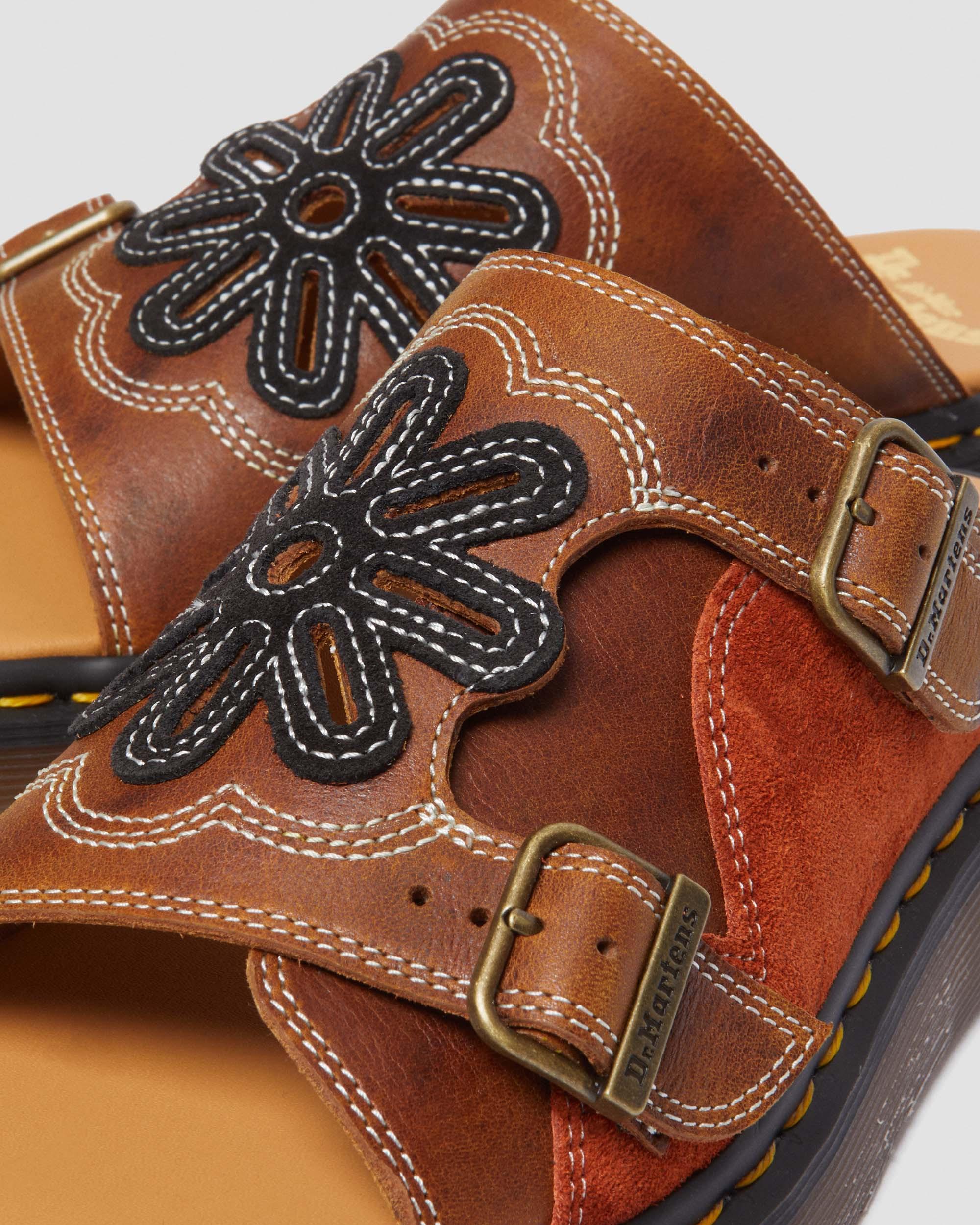 Dayne Made in England Leather & Suede Applique Slides