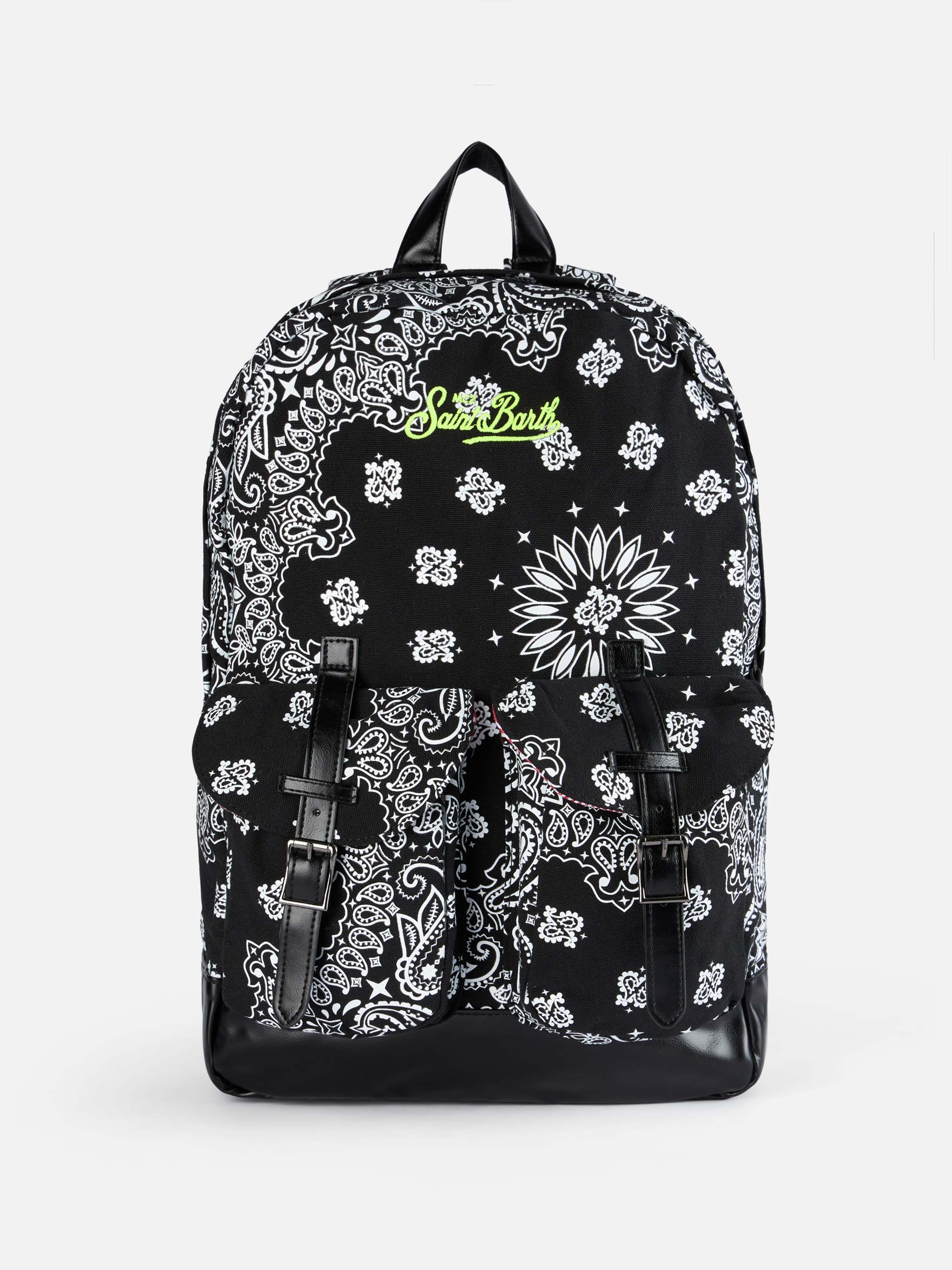 Cody lærredsrygsæk med sort bandana-print