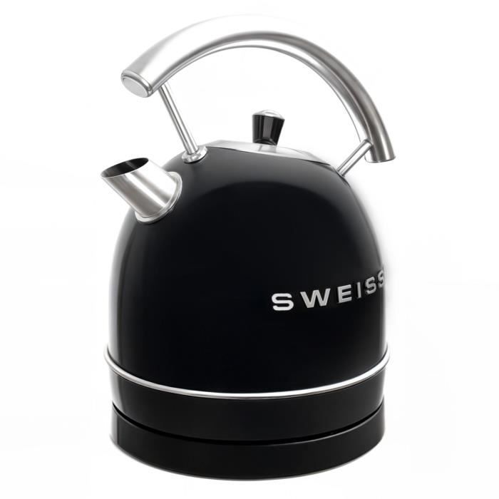 Bouilloire vintage - SWEISS - KTL9 - 2200 W - 1,8 L - Socle 360° - Noir