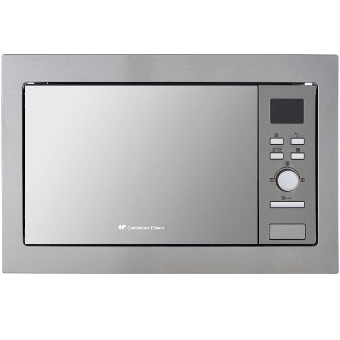 Microondas empotrable con grill CONTINENTAL EDISON CEMO25GE2, color plata, 59,5 x 38,8 x 40 cm, 25 L.