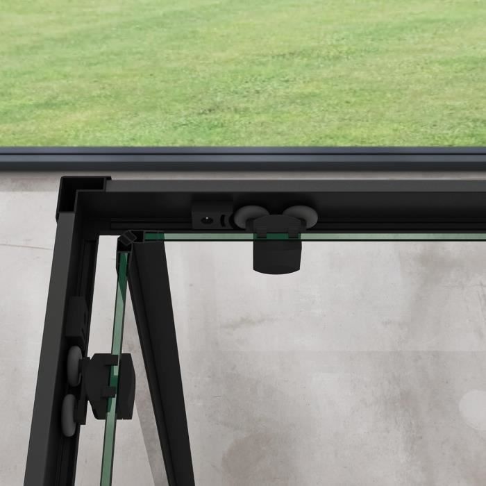 Sogood® 90x140 Corner Shower Enclosure with Sliding Doors, Ravenna16K-Plus, Black Profile