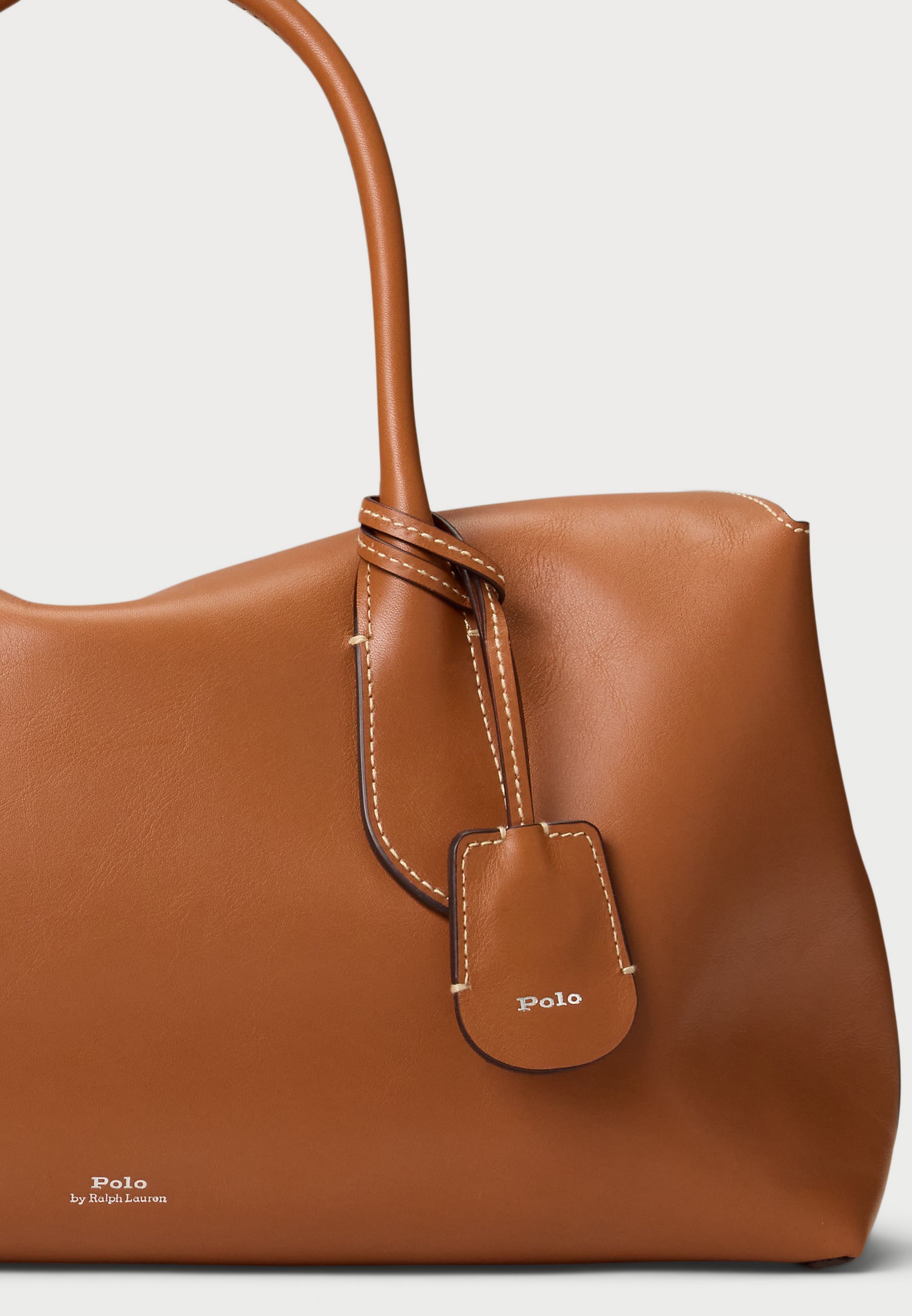Polo Ralph Lauren BELLPORT LEATH SATCHEL - Rankinė - konjako spalvos