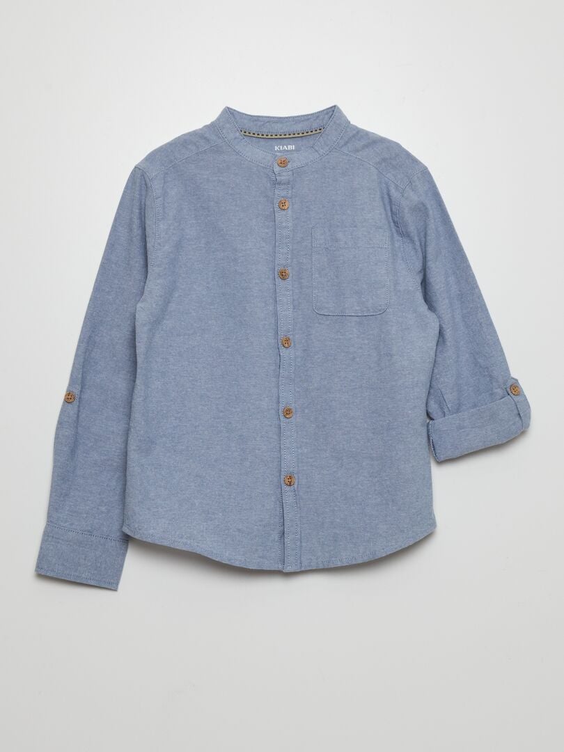 Camisa con cuello mandarín - AZUL
