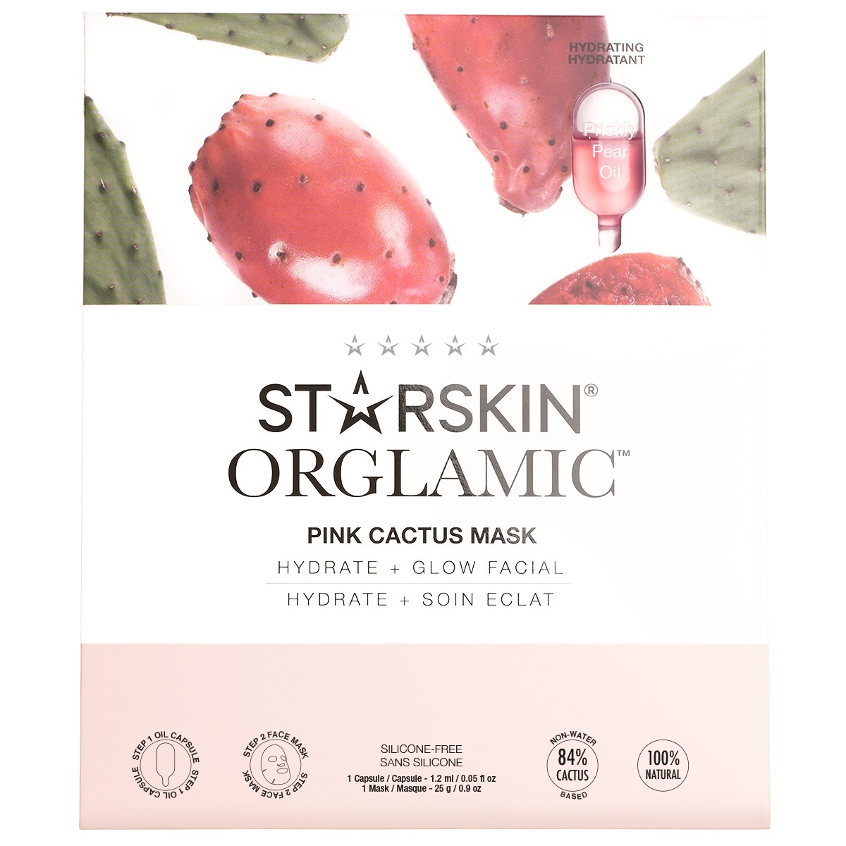 STARSKIN® Maska za lice Orglamic™ Ružičasti kaktus – 1 komad
