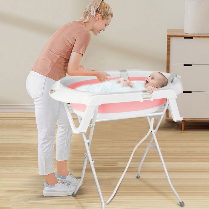 Bañera para bebé - MIPAN - Bañera independiente para bebé - Estructura integrada - Portátil - Antideslizante - Para bebés de 3 meses - Rosa