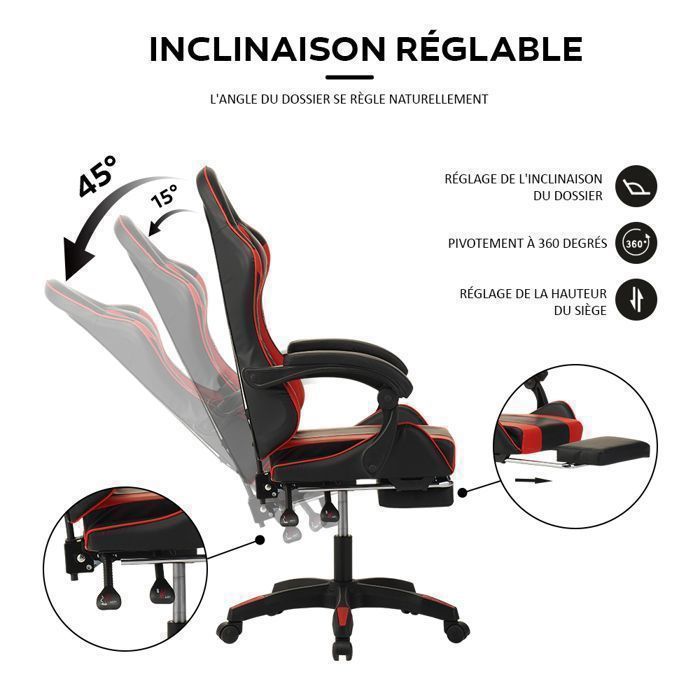 Sedia da gaming ergonomica - Sedile da gioco - Reclinabile da 90° a 135° - Con poggiatesta - Rosa - Portata massima 150 kg