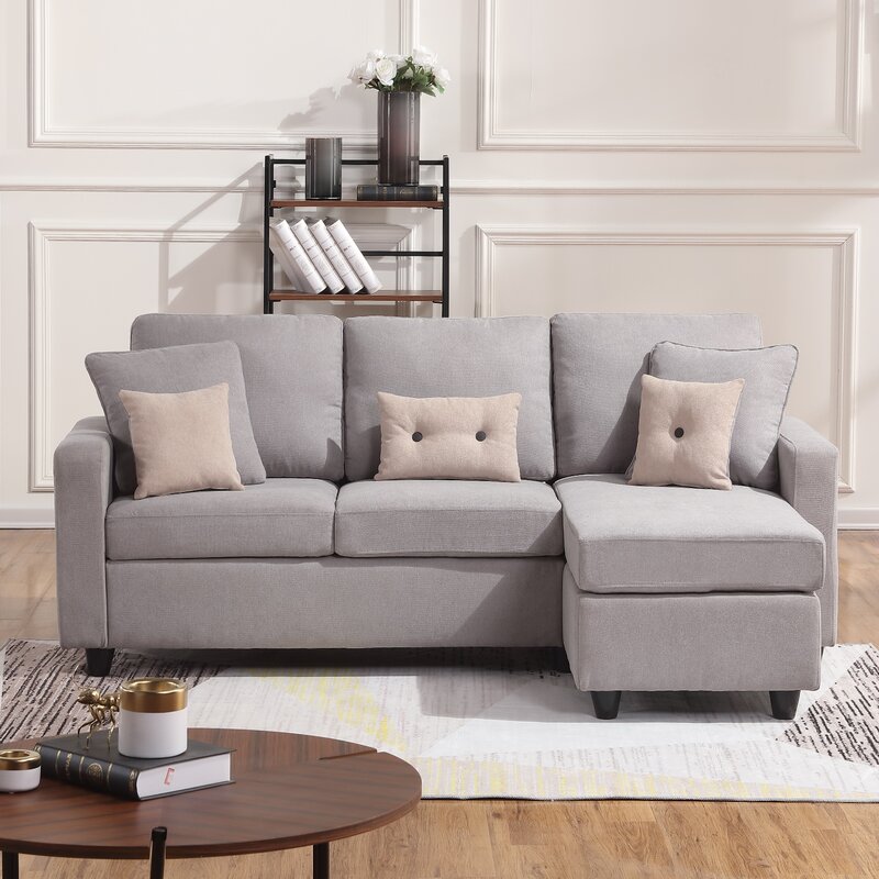 Campbelltown 78,5 inch brede omkeerbare bank en chaise longue met voetenbank
