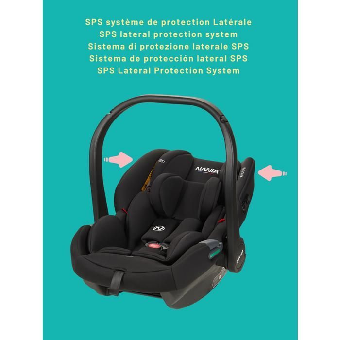 Siège auto bébé NANIA Rimini 40-87 cm R129 i-Size –naissance à 13 kg, Appuie-tête réglable –insert lombaire +Base isofix