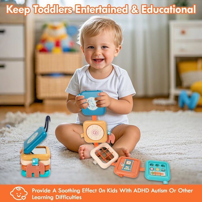 Cube d'Activité Montessori Bébé 1 2 3 Ans - Busy Board Sensoriel, Jouet de Voyage Éducatif Cadeau Enfant.