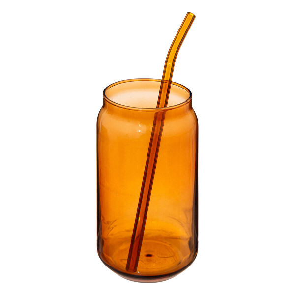 Szklanka z brązowego szkła z rurką BE VINTAGE, 520 ml