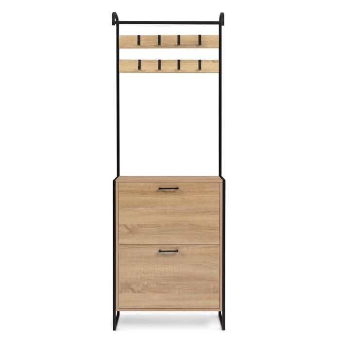 IDMARKET Vestiaire d'entrée LUIS meuble chaussures 2 portes design industriel