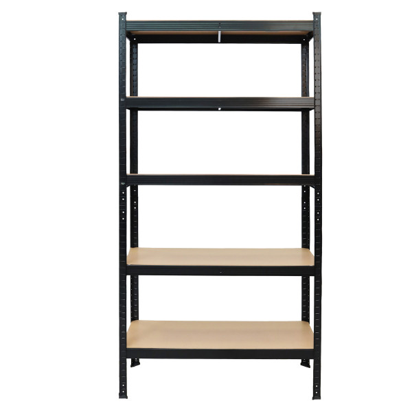 Regał magazynowy metalowy czarny 2w1 5 jasnych półek 150x75x30 cm