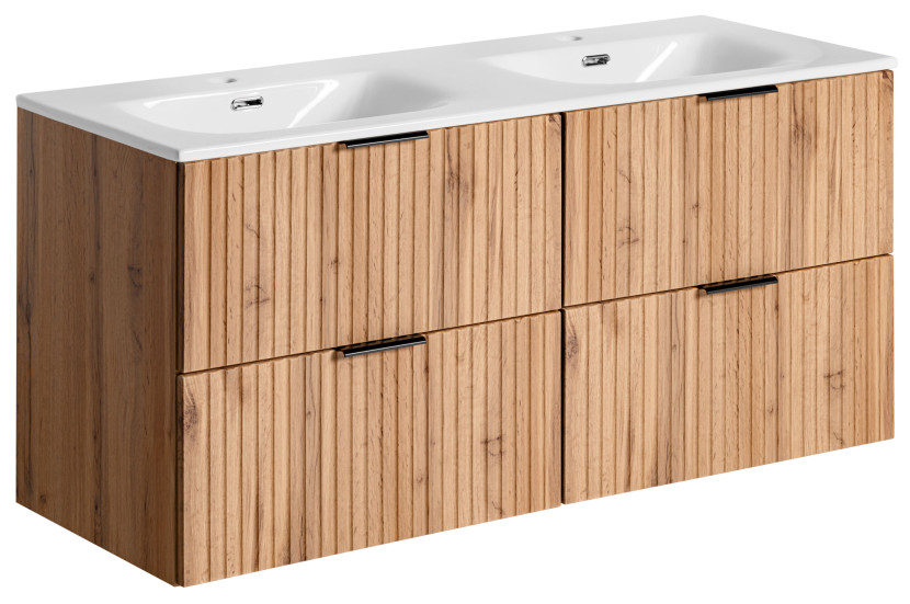 Podwójna Szafka 60 cm ADEL OAK z umywalką SKY 120