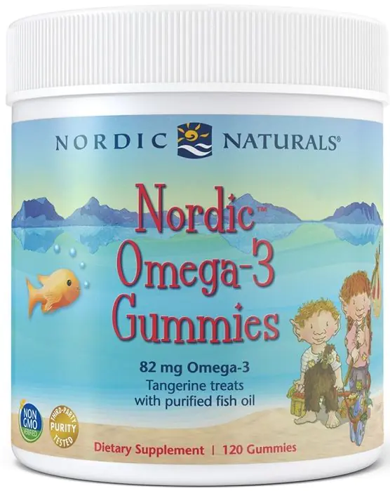 Nordic Naturals Nordic Gummies Tangerine Treats Kwasy Omega-3 dla dzieci, 120 szt.