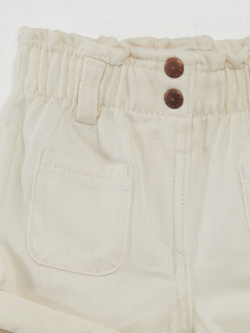 Gerimpelde denim shorts - WIT
