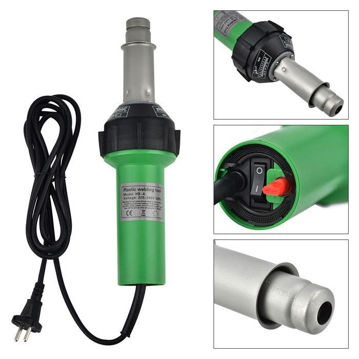 Pistola de soldadura para plásticos de 1600 W, boquilla de aire caliente de 40-600 °C, pistola de soldadura para reparación de plásticos (PVC, PP, PE).