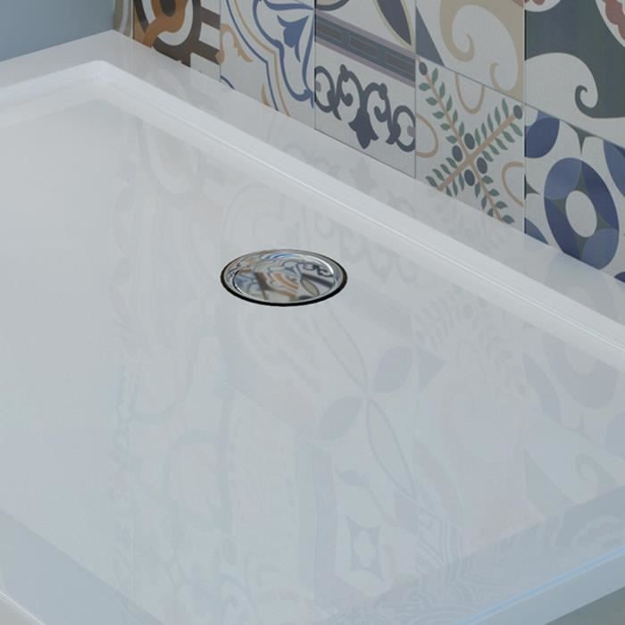 Base de duche retangular em acrílico, modelo Flower UltraSlim - Flower - 90x120x4 cm - Branca - Extra plana