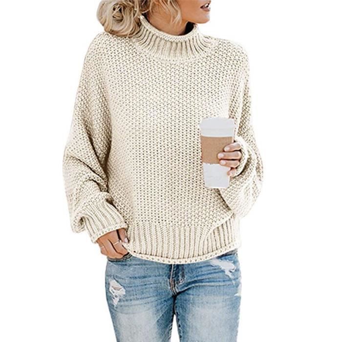 Jersey de cuello alto para mujer FONDUPIN - Corte ajustado - Color liso - Otoño/Invierno