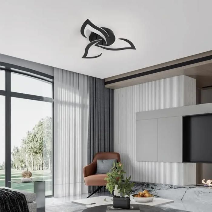 DELIPOP Plafonnier LED moderne 36W - 3000K lumière chaude Lampe de plafond pour salon chambre salle à manger - 3 Lumières - Noir