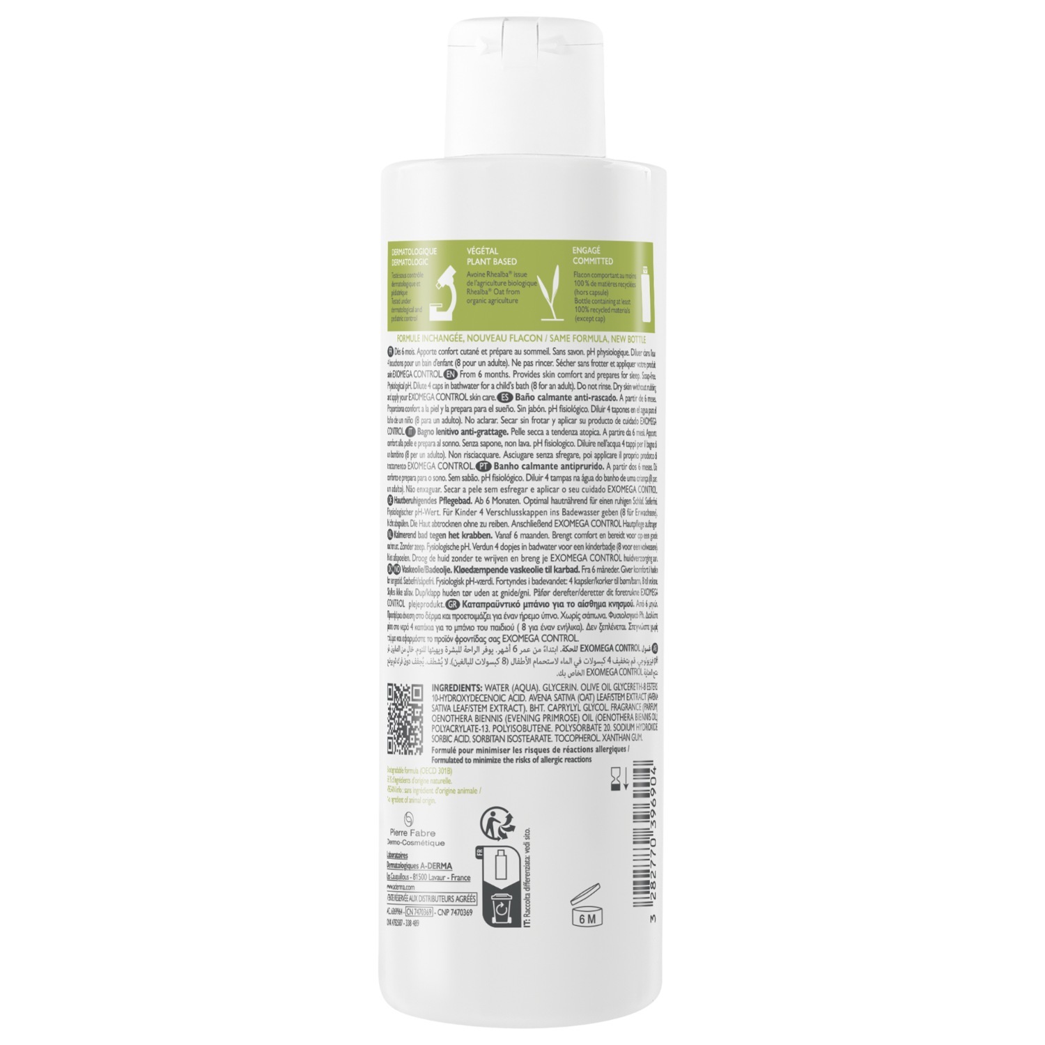 A-DERMA Baby Bath Exomega Control umirujuća kupka protiv ogrebotina - 200 ml