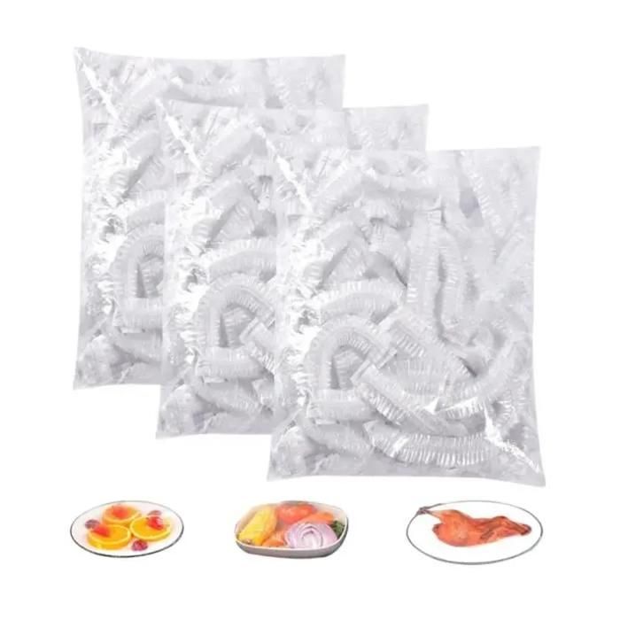 300PCS Film Alimentaire Reutilisable,Alimentaire Reutilisable,Film Etirable Elastique en Plastique Jetable,Sacs de Conservation
