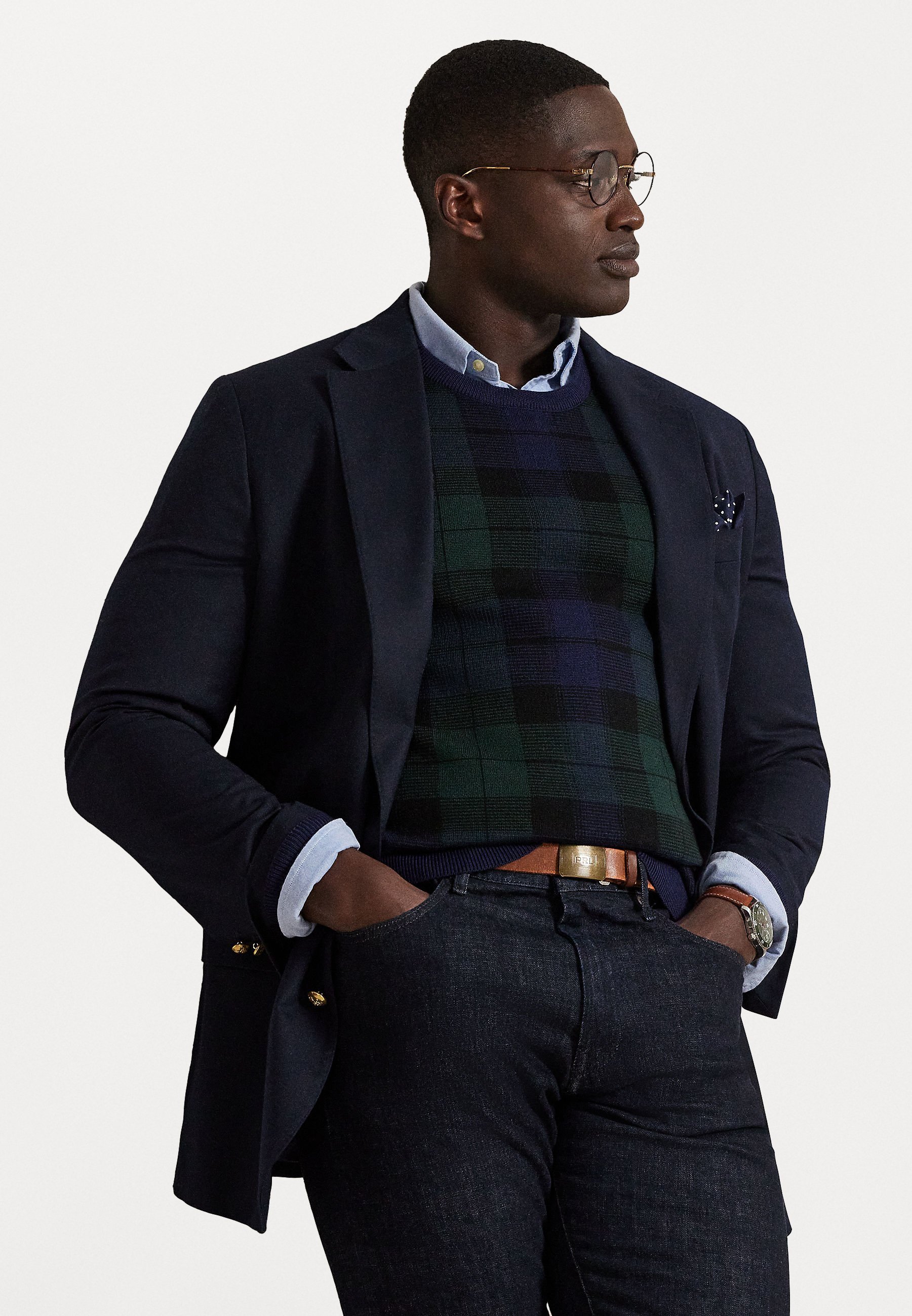 Polo Ralph Lauren Big & Tall geruite wasbare wollen trui - Trui - zwart