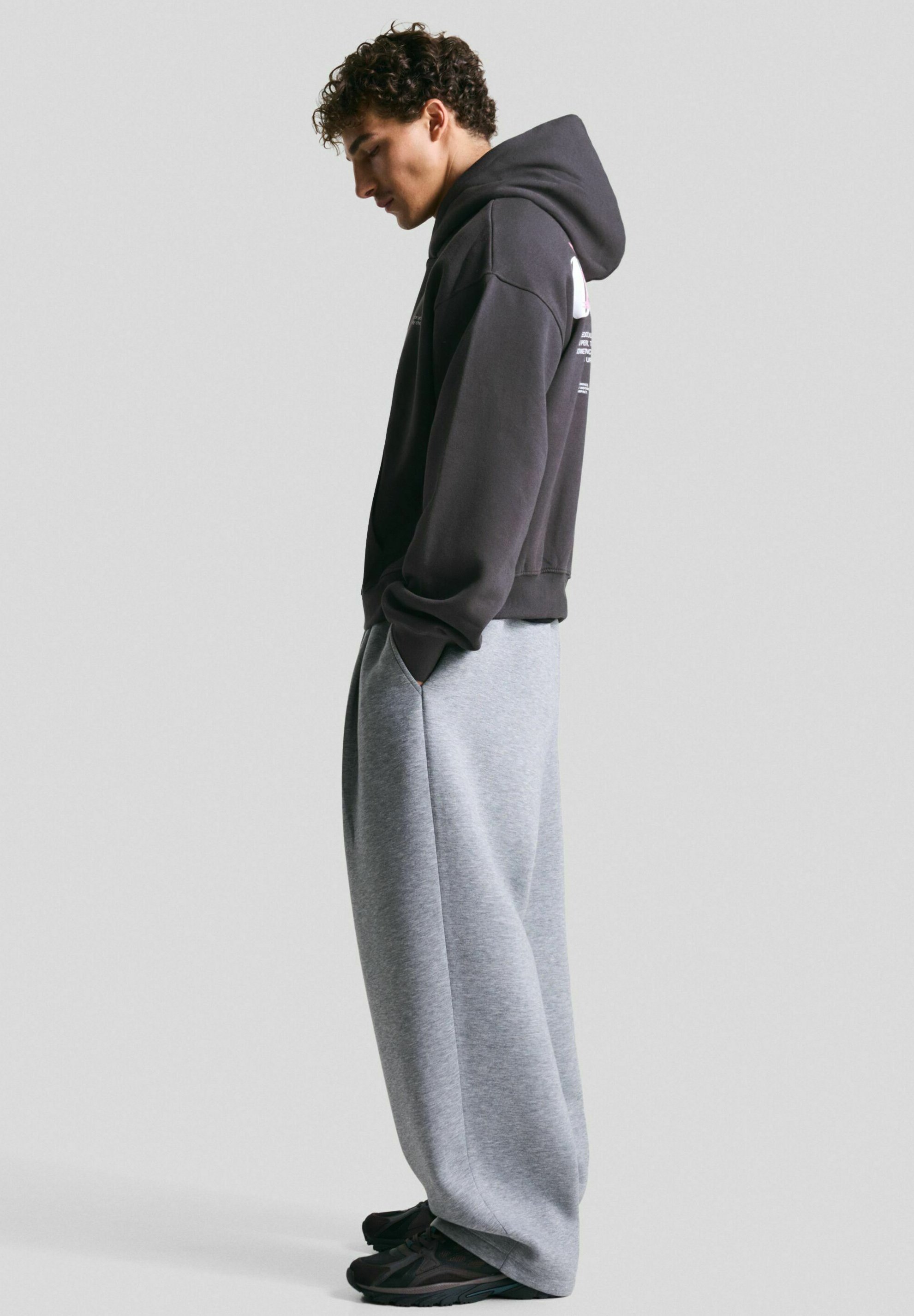 Bershka PRINTED - Hoodie - dunkelgrau