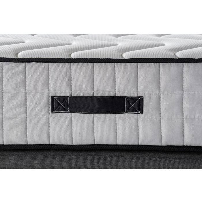 Ensemble matelas + sommier 160 x 200 cm - 672 Ressorts ensachés - 7 zones de confort - 27 cm - Ferme - DEKO DREAM Hotel Supreme