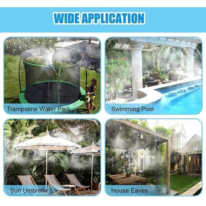 Système de Brumisateur Extérieur 9M - AZWIX - Noir - Refroidissement thermique jusqu'à 20°C Label