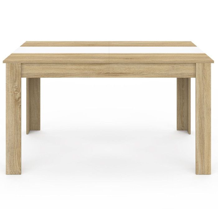 Vaste rechthoekige eettafel - IDMARKET - GEORGIA - Hout en wit - 6 personen - 140 cm