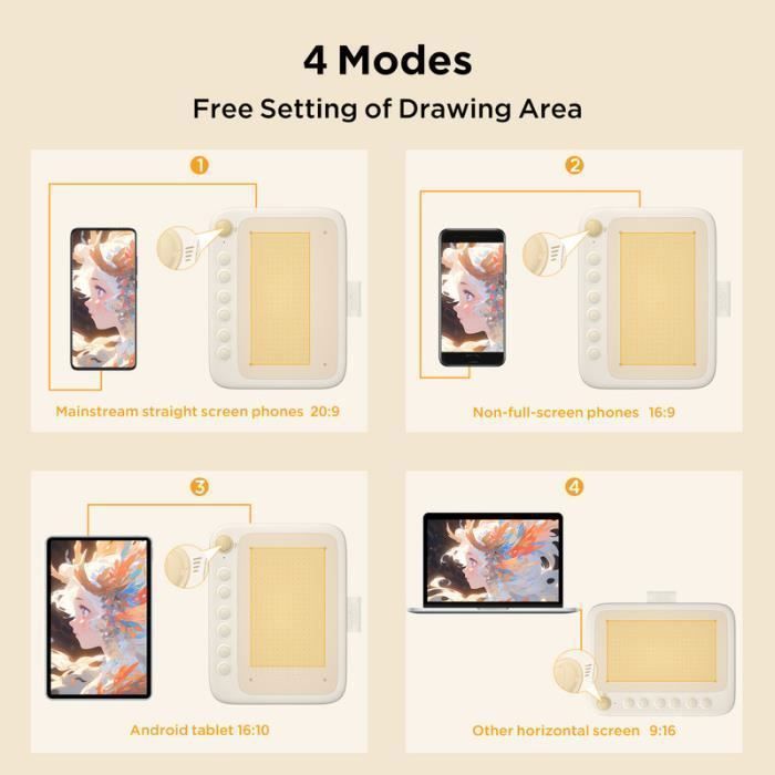 UGEE Q6 Graphics Tablet, 6-Inch Drawing Tablet Connected to Phone with 6 Shortcut Keys for Windows, Mac, Android, Beige