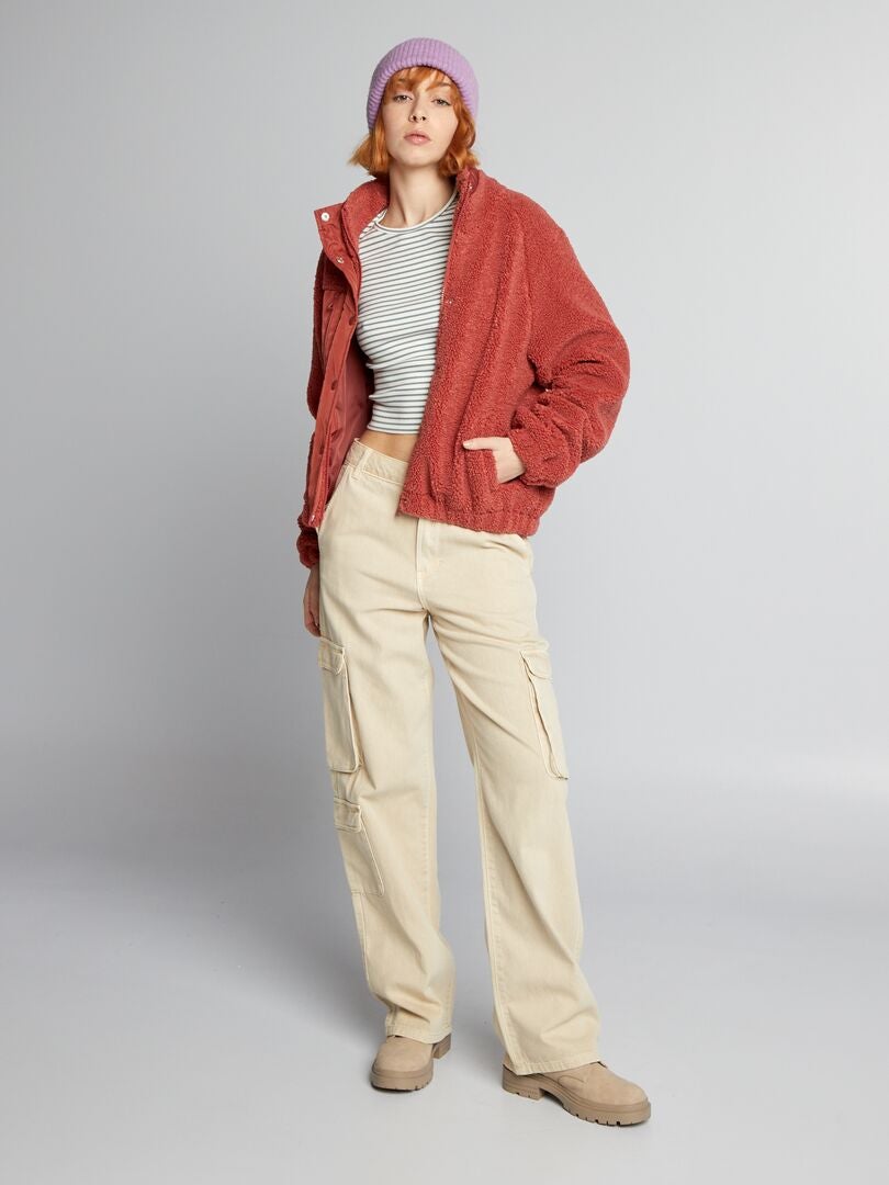 Sherpa-jas met lange mouwen - ROOD