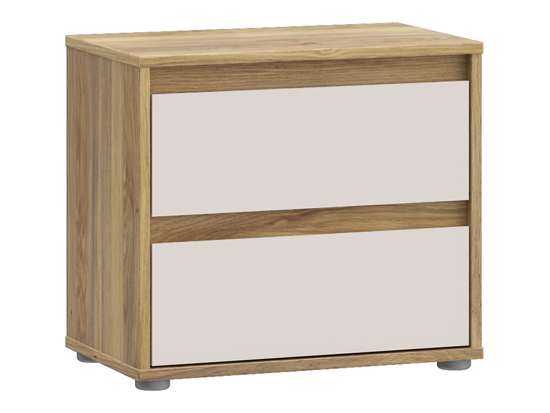 Szafka nocna Eliston 48 cm z 2 szufladami dąb mauvella/sand