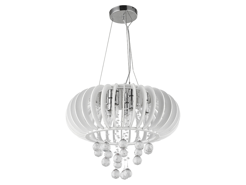 Lampa wisząca Aries White drewniana srebrna