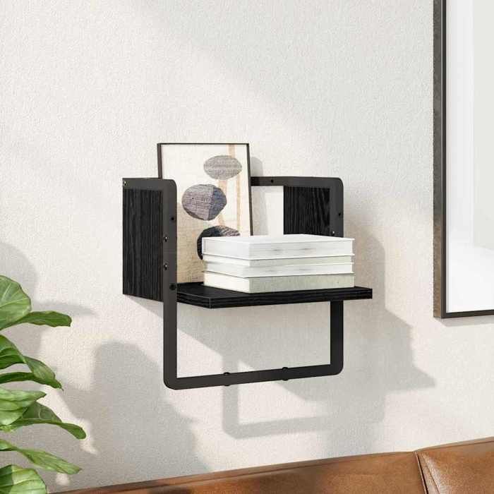 MOT14242 - Estante de pared, roble negro, 30 x 25 x 30 cm, madera de ingeniería