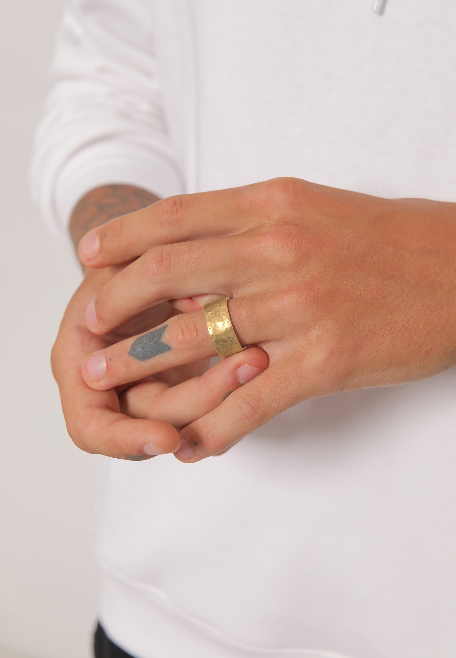 KUZZOI Bague pour homme en argent sterling 925, martelée et massive.