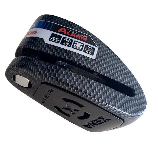 XENA - Antivol Moto Bloque disque Alarme 120 dB XX15 Carbone 14mm - Classe SRA