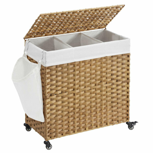 Mobilny kosz na pranie 3 przegrody do garderoby 3x50L
