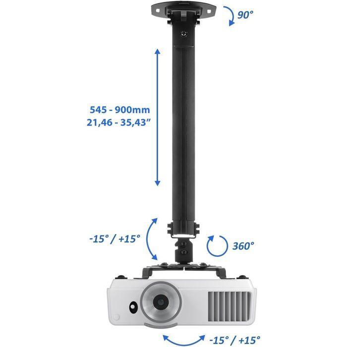 Supporto a soffitto per proiettore - ZGEER - Inclinazione +/- 15° - Rotazione 360° - Portata massima 13,5 kg