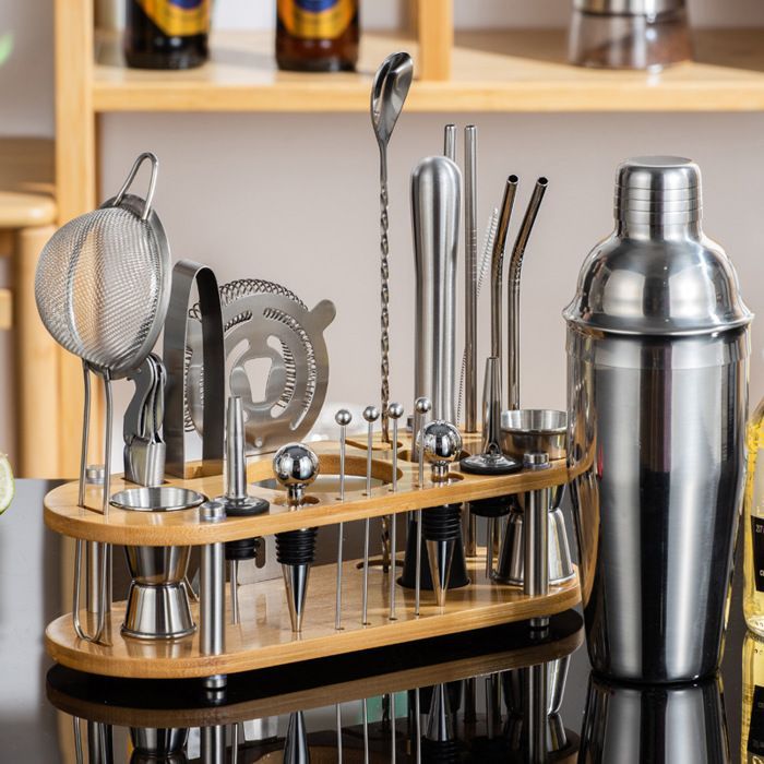 Complete 23-Piece Cocktail Kit - 750ml Mixologist Shaker - Stainless Steel Bar Accessories - Perfect Gift for Cocktail Lovers