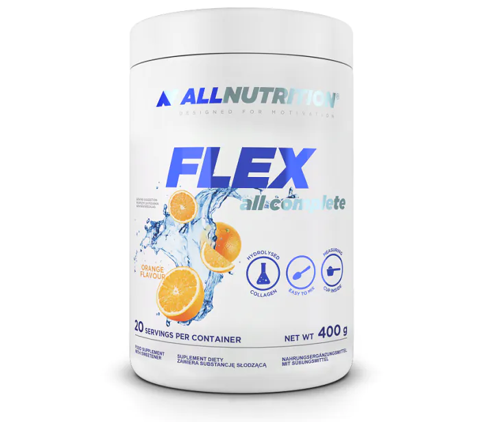 Allnutrition Flex All Complete, Preparat z kolagenem na wzmocnienie stawów, Smak pomarańczowy, Proszek