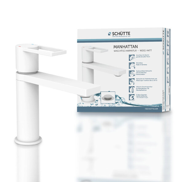 MANHATTAN washbasin tap, matte white
