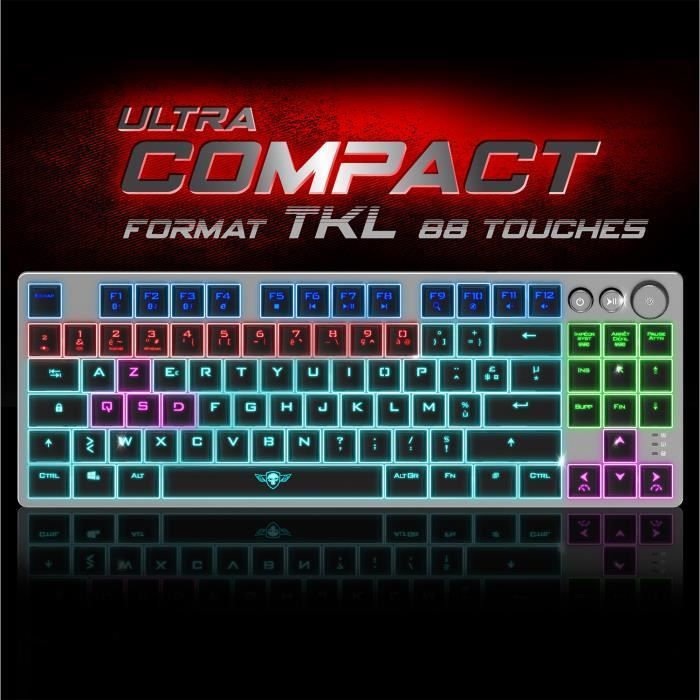 Teclado mecânico para jogos TKL - Spirit Of Gamer - XPERT K1300 - Bluetooth - RGB - Azerty FR